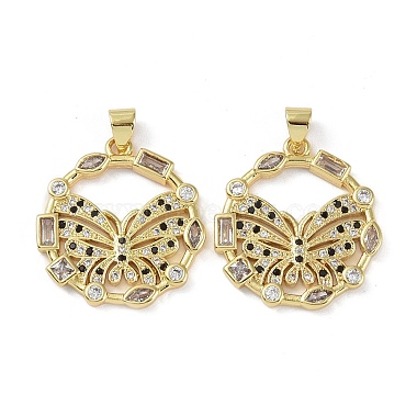 Real 18K Gold Plated Black Butterfly Brass+Cubic Zirconia Pendants