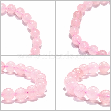 Naturelle quartz rose de perle bracelets extensibles(B072-1)-3