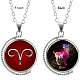 Double-sided Picture Glass Rotatable Pendant Necklaces(NJEW-F200-19P)-1