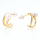 Natural Pearl Stud Earrings with Cubic Zirconia(PEAR-N017-06C)-1