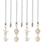 12Pcs 2 Styles Synthetic Turquoise Charms Ceiling Fan Pull Chain Extenders, with Iron Ball Chain, Starfish & Sea Turtle, White, 360mm, 6pcs/style(HJEW-CP00005)