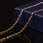 Ion Plating(IP) 304 Stainless Steel Cable Chains, Diamond Cut Chains, Unwelded, Faceted, with Spool, Oval, Golden, 3x2x0.6mm, about 65.61 Feet(20m)/roll(CHS-L014-15G)