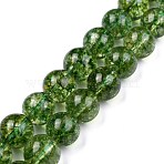 Natural Quartz Crystal Beads Strands, Round, Heated & Dyed, Olive, 12mm, Hole: 2mm, about 16pcs/strand, 7.5 inch(19.05cm)(X-G-C076-12mm-8-A)