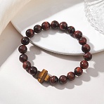 Natural Tiger Eye Round Beads Stretch Bracelets, Cross Jewelry for Women, Dark Red, Beads: 8.5mm, Inner Diameter: 1.79 inch(4.55cm)(BJEW-JB13370-01)