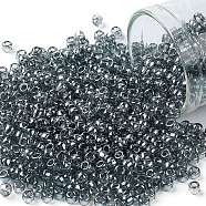 TOHO Round Seed Beads, Japanese Seed Beads, (113) Black Diamond Transparent Luster, 8/0, 3mm, Hole: 1mm, about 10000pcs/pound(SEED-TR08-0113)