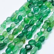 Natural Green Agate Beads Strands, Tumbled Stone, Nuggets, 6~13x6~8mm, Hole: 1mm, 15.3 inch~15.7 inch(39~40cm)(G-K203-41)