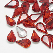 Pointed Back Glass Rhinestone Cabochons, Back Plated, Faceted, teardrop, Light Siam, 8x5x3mm(RGLA-T082-5x8mm-07)