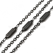 304 Stainless Steel Rectangle Link Chains, with Spool, Soldered, Electrophoresis Black, 14x4x1.5mm, 2.5x2x0.3mm, about 32.81 Feet(10m)/Roll(STAS-B041-10EB)