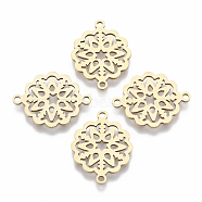 201 Stainless Steel Links connectors, Laser Cut, Flower, Golden, 19x15x1mm, Hole: 1.2mm(STAS-R104-017G)