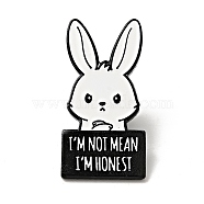 Word I'm Not Mean I'm Honest Enamel Pin, Electrophoresis Black Alloy Rabbit Brooch for Backpack Clothes, Black, 30x15x1.5mm(JEWB-C018-01C-EB)