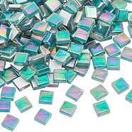 400g Rainbow Color Glass Mosaic Tiles, Square Shape Mosaic Tiles, for DIY Mosaic Art Crafts, Picture Frames and More, Medium Sea Green, 10x10x4mm, about 417pcs/box(MOSA-NB0001-01A)