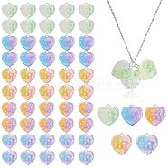 50Pcs 5 Colors Two Tone Transparent Resin Pendants, with Glitter Powder, Heart Charm with Music Note Pattern, Mixed Color, 20x20x5mm, Hole: 2mm, 10pcs/color(RESI-SZ0001-97)