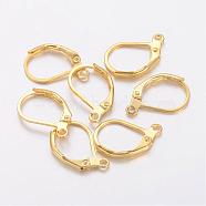 Brass Leverback Earring Findings, Earring Components for Jewelry Making, with Loop, Nickel Free, Golden, 15x10mm, Hole: 1mm(X-KK-H670-G-NF)