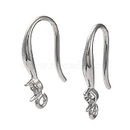 304 Stainless Steel Earring Hooks, for Half Drilled Beads, Stainless Steel Color, 17x11mm, Hole: 1.2mm, Fit for 3x1mm Rhinestone(STAS-M323-10P)