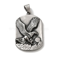 316L Surgical Stainless Steel Big Pendants, Antique Silver, Rectangle Charm, Eagle, 52x33x5.5mm, Hole: 10.5x7.5mm(STAS-H194-02AS-03)