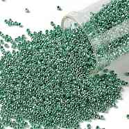 TOHO Round Seed Beads, Japanese Seed Beads, (PF561) PermaFinish Teal Aqua Metallic, 15/0, 1.5mm, Hole: 0.7mm, about 15000pcs/50g(SEED-XTR15-PF0561)