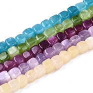 Natural Dolomite Beads Strands, Dyed, Cube, Mixed Color, 7~8x7~8x7~8mm,  Hole: 1.2mm, about 50~52pcs/strand, 14.76 inch~15.35 inch(37.5cm~39cm)(G-T131-56)