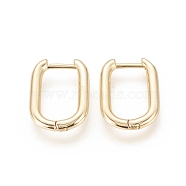 Brass Huggie Hoop Earrings, Long-Lasting Plated, Oval, Real 18K Gold Plated, 17.5x13x2mm, Pin: 1mm(X-EJEW-F245-04G-A)