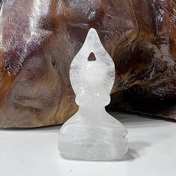 Natural Quartz Crystal Carved Healing Yoga Goddess Figurines, Reiki Energy Stone Display Decorations, 50~60mm(PW-WG59957-08)