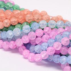 Synthetic Crackle Quartz Bead Strands, Round, Dyed, Frosted, Mixed Color, 8mm, Hole: 1mm, about 50pcs/strand, 15.75 inch(CCG-K002-8mm-M)