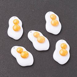 Resin Pendants, Imitation Food, Play Food, Fried Egg, White, 30.5x18x7mm, Hole: 1.8mm(RESI-F030-22)