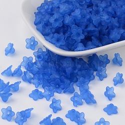 Transparent Acrylic Beads, Flower, Frosted, Blue, 10x5mm, Hole: 1mm, about 420pcs/50g(X-PL554-09)