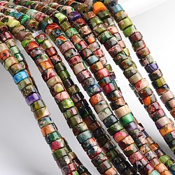 Dyed Natural Imperial Jasper Beads Strands, Heishi Beads, Flat Round/Disc, Colorful, 6x3mm, Hole: 1mm, about 128pcs/strand, 16 inch(G-M276-06-B)