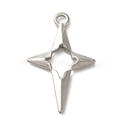 304 Stainless Steel Pendants, Star Charms, Stainless Steel Color, 27.5x17x2.5mm, Hole: 2mm(STAS-R223-27)
