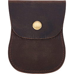 New Men's Leather Card Holders, Waist Belt Wallets, with Alloy Snap Button, Coconut Brown, 9.8x7.85x0.7cm(ABAG-WH0038-12B)