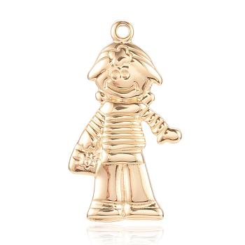 304 Stainless Steel Pendants, Boy, Long-Lasting Plated, Golden, 39x20x3mm, Hole: 2mm