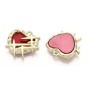 Alloy with Acrylic Pendants, Lead Free & Nickel Free & Cadmium Free, Heart, Dark Red, 20x20.5x4mm, Hole: 1.6mm