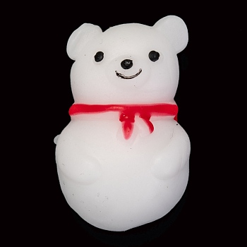 Christmas Theme Bear Shape Stress Toy, Funny Fidget Sensory Toy, for Stress Anxiety Relief, White, 45x27x14mm
