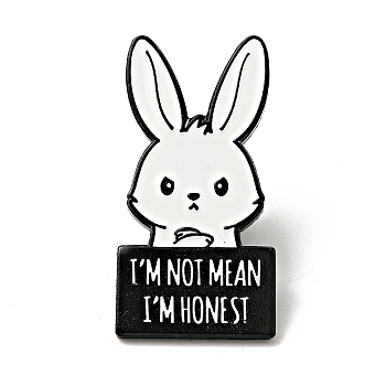 Word I'm Not Mean I'm Honest Enamel Pin, Electrophoresis Black Alloy Rabbit Brooch for Backpack Clothes, Black, 30x15x1.5mm
