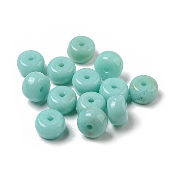 Opaque Acrylic Bead, Rondelle, Medium Turquoise, 8x5mm, Hole: 1.6mm