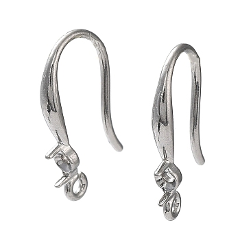 304 Stainless Steel Earring Hooks, for Half Drilled Beads, Stainless Steel Color, 17x11mm, Hole: 1.2mm, Fit for 3x1mm Rhinestone