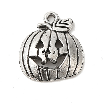 Tibetan Style Zinc Alloy Pendants, Lead Free & Cadmium Free, Pumpkin Jack-O'-Lantern, Antique Silver, 18x16x3.5mm, Hole: 1.5mm