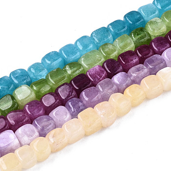 Natural Dolomite Beads Strands, Dyed, Cube, Mixed Color, 7~8x7~8x7~8mm,  Hole: 1.2mm, about 50~52pcs/strand, 14.76 inch~15.35 inch(37.5cm~39cm)