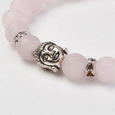 Bracelets extensibles avec perles en quartz rose naturel(BJEW-JB02812-02)-2