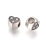 Alloy European Beads, Large Hole Beads, Heart, Antique Silver, 10x9x7.5mm, Hole: 4.5mm