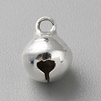 Alloy Pendants, Bell, Silver, 9.5x7.5mm, Hole: 1.6mm(FIND-TAC0026-16B-S)