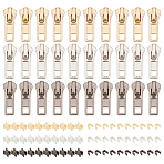 30Pcs Alloy Replacement Zipper Sliders, 30 Sets Brass Zipper Repair Down Zipper Stopper and Plug, for Luggage Suitcase Backpack Jacket Bags Coat, Mixed Color, 0.4x0.45x0.2cm(FIND-BC0002-20)