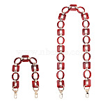 2Pcs Oval & Square Acrylic Bag Handle, with Alloy Finding, Bag Replacement Accessories, Red, 42.5~91.5cm, 2pcs/set(FIND-GN0001-14B)