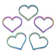Rainbow Color 201 Stainless Steel Linking Rings, Cadmium Free & Nickel Free & Lead Free, Heart, 32.5x38x1.5mm(STAS-S119-063)