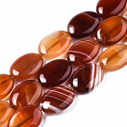 Natural Red Agate Beads Strands, Oval, 17~18x12~13x5~6mm, Hole: 1.2mm, about 22pcs/strand, 15.35 inch(39cm)(G-S364-098)