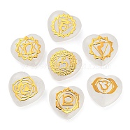7Pcs 7 Styles Chakra Natural Quartz Crystal Love Heart Ornaments Figurines, Reiki Energy Stone Balancing Meditation Gift, 20x20x6mm, 1pc/style(G-P533-01G)