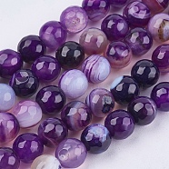 Natural Madagascar Agate Beads Strands, Faceted, Round, Dyed & Heated, Purple, 8mm(G-N213B-61)