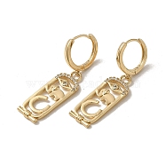 Brass Micro Pave Cubic Zirconia Dangle Earring, Evil Eye, Light Gold, 42x10.5mm(EJEW-L271-06KCG-02)