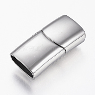 304 Stainless Steel Magnetic Clasps with Glue-in Ends, Rectangle, Stainless Steel Color, 24.5x12x7mm, Hole: 5.5x10mm(X-STAS-G157-14P-12x7mm)
