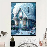 DIY House Theme Diamond Painting Kit, Including Resin Rhinestones, Diamond Sticky Pen, Tray Plate, Glue Clay, Sky Blue, 400x300x0.4mm, Rhinestone: 2.7x1.2mm, 22bag(DIY-H160-01F)