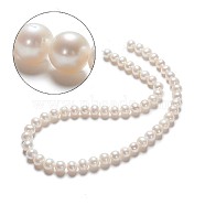 Natural Cultured Freshwater Pearl Beads Strands, Round, Floral White, 8~9mm, Hole: 0.8mm, about 47pcs/strand, 14.76 inch(PEAR-R063-16)